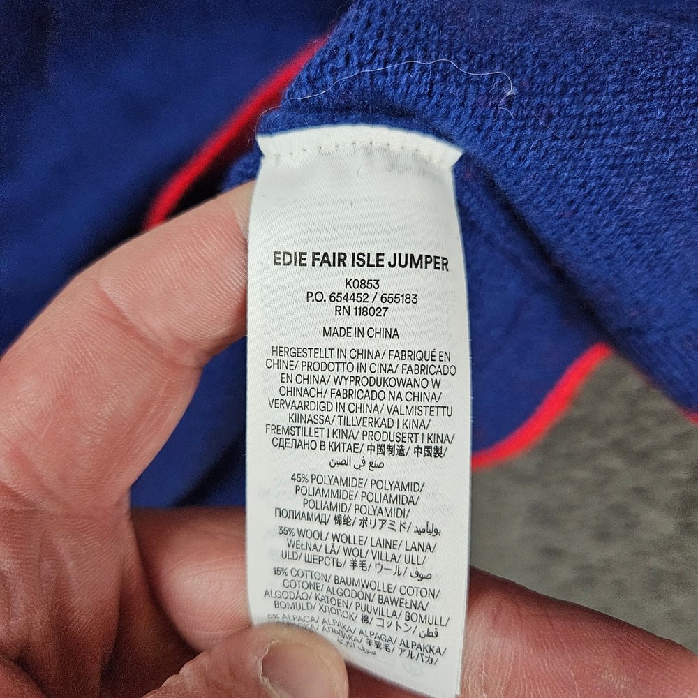 Boden Edie Fair Isle Jumper Nutcracker Sweater Blue Wool Alpaca XL - Picture 6 of 9